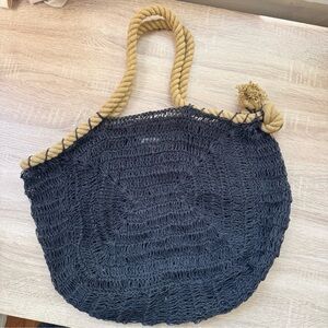 New Free People Anju Amalfi Large Tote Bag Black Tan